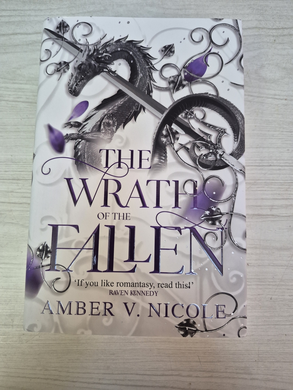 The Wrath of the Fallen by Amber V. Nicole — Purple & Silver Hardcover